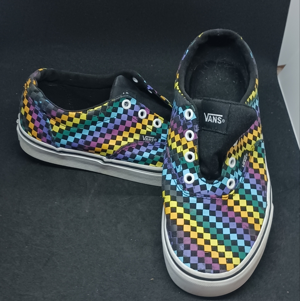 Vans TD Doheny V Rainbow Mini Check Skate Size 9.5